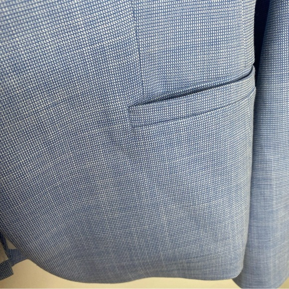 NWOT Banana Republic Classic Fit Chambray Blue Micro Plaid Blazer Sz 2 - Picture 7 of 16